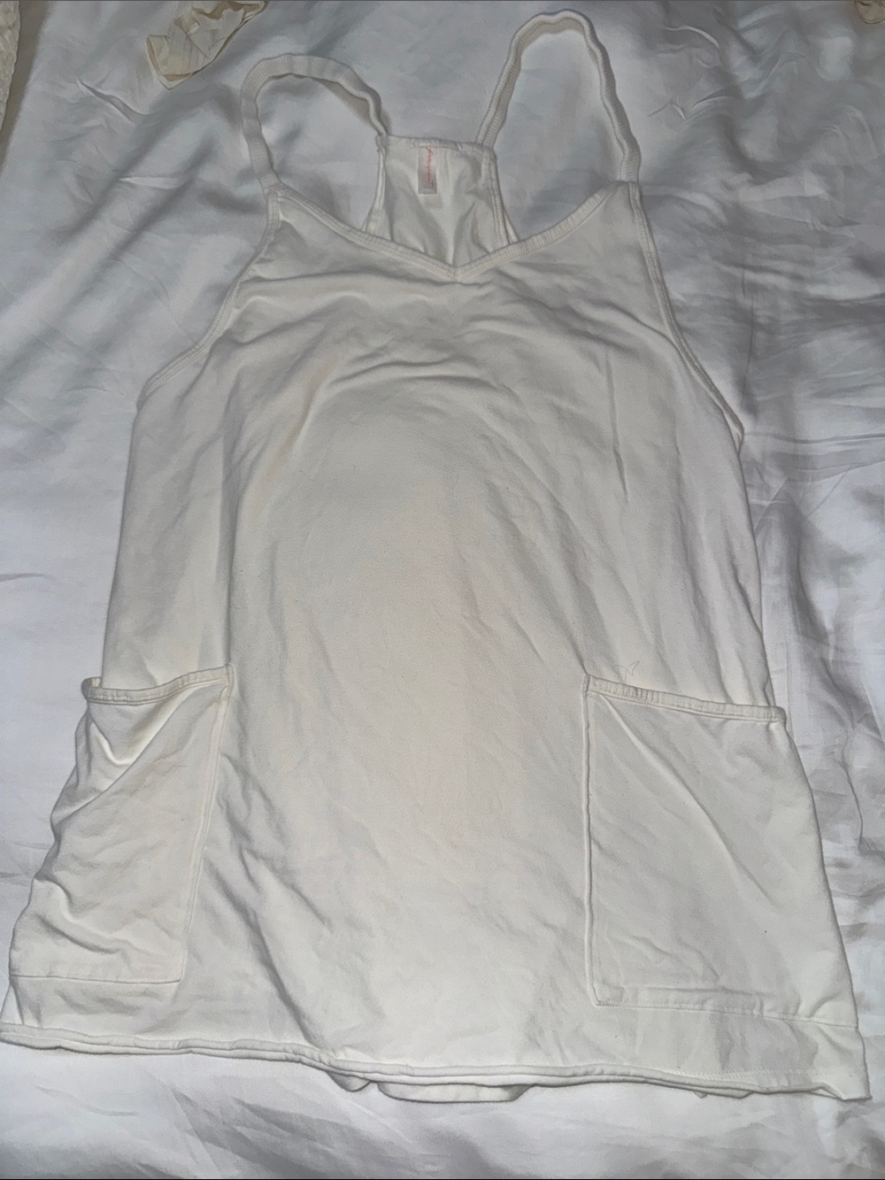 FP Movement by Free People Cream Racerback Camisole with Front Pockets
